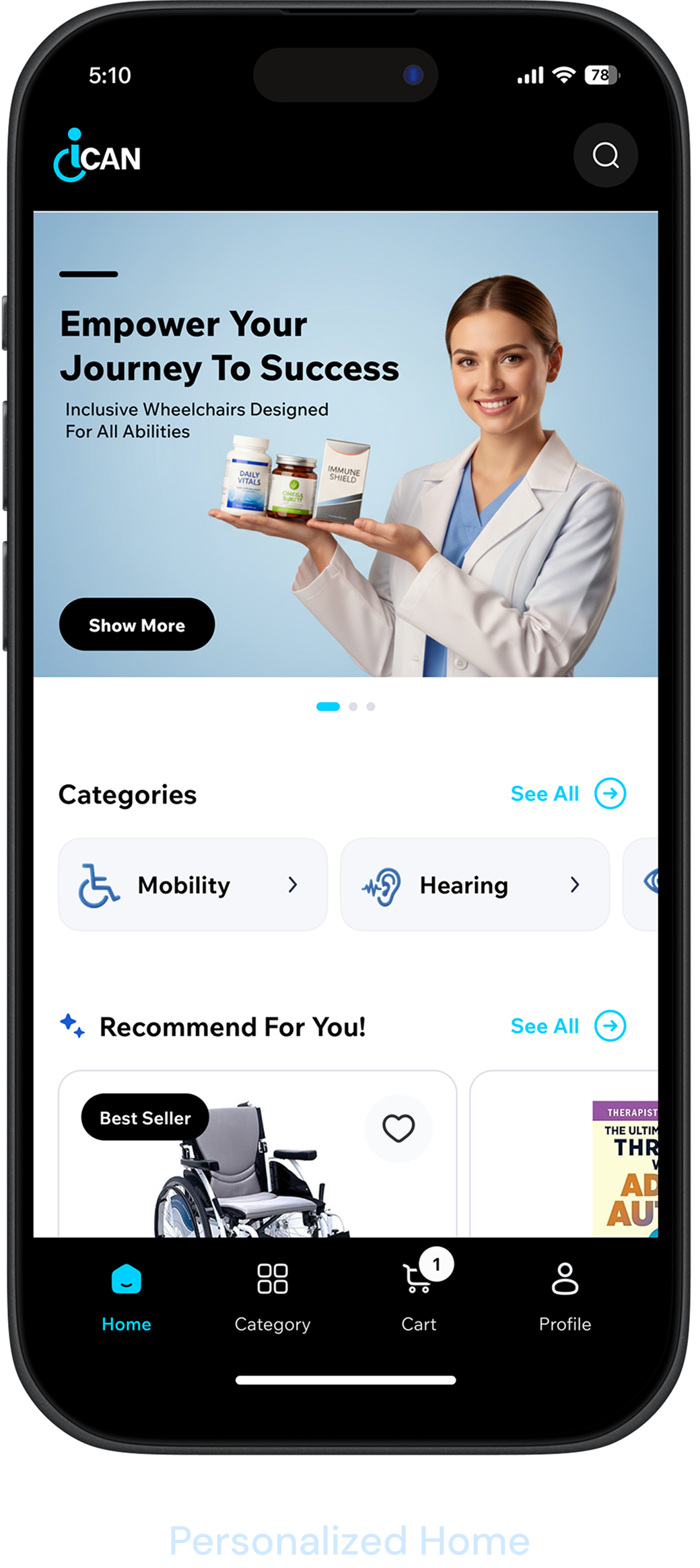 iCan app home screen
